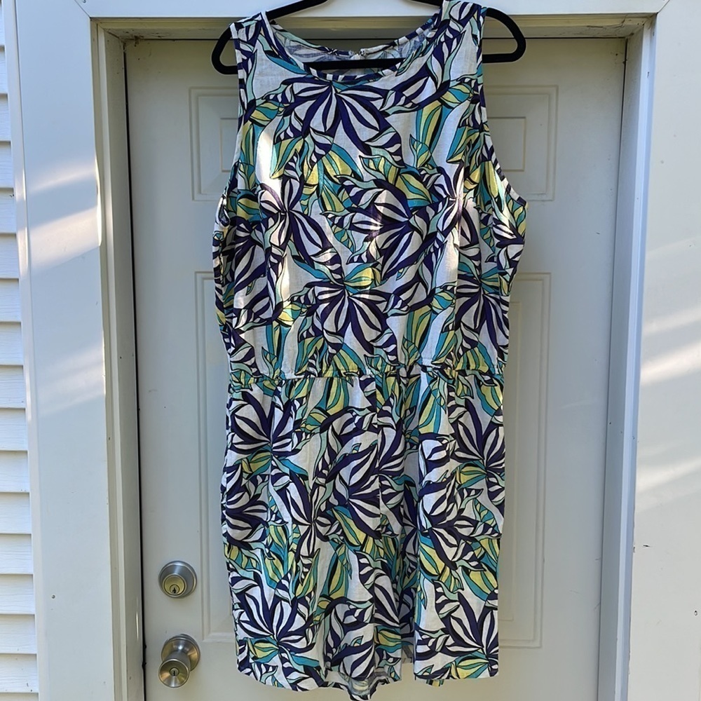 JASON WU XL Linen Romper Blue Palm Playsuit - Picture 7 of 12